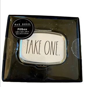 Rae Dunn’s Creamy “TAKE ONE” Two Section Pill Box with Black Lettering